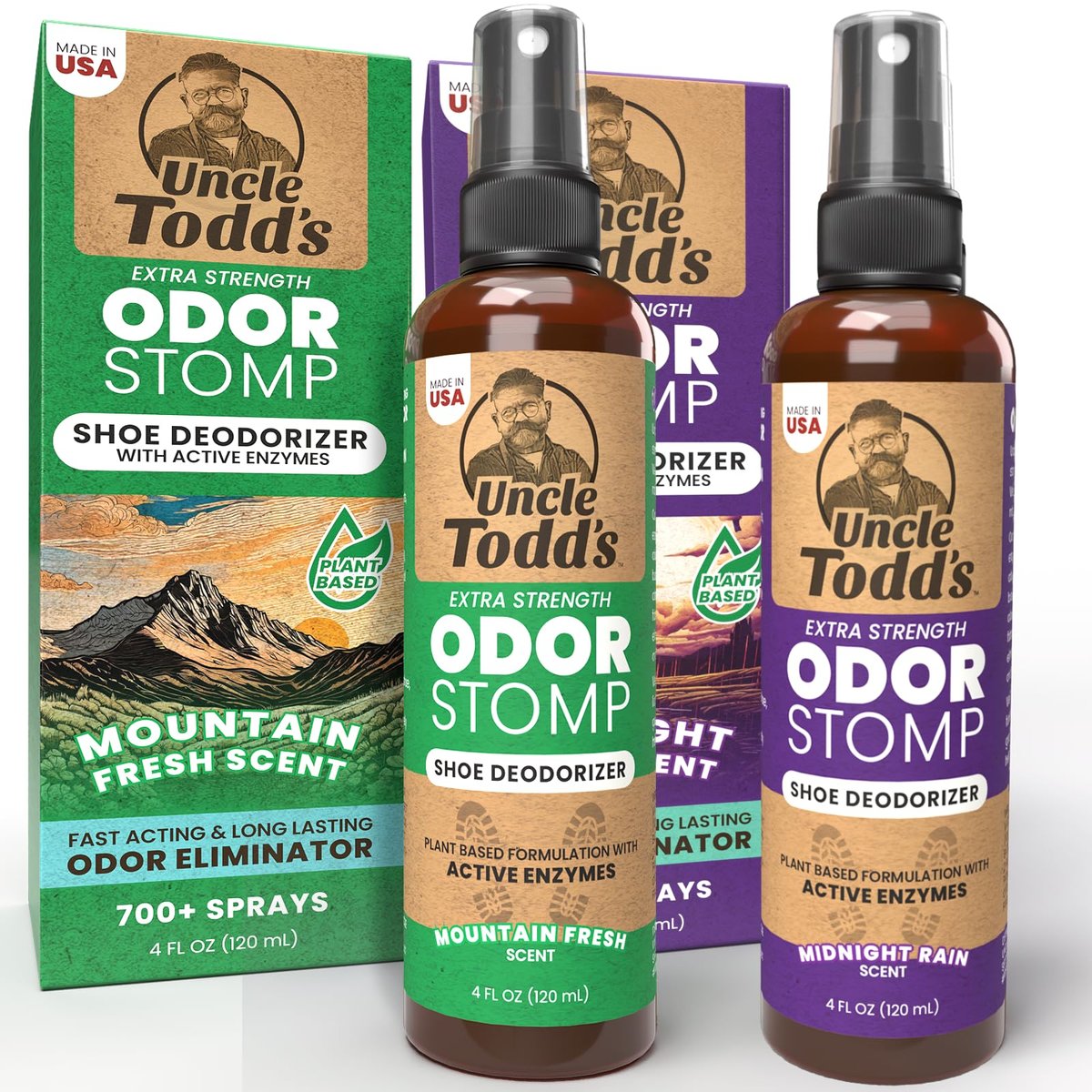 Uncle Todd's Odor Stomp Schuhdeo-Spray 2er-Pack – Bewährter & kraftvoller Enzymspray zur Geruchsbeseitigung in allen Schuhen