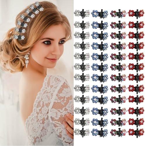 48 Stück Haarklammern Blume Schmetterling Mini Haarkrallen, Strass Pflaumenblüten Kleine Acryl Stark Halteklammern für Frauen Mode Haaraccessoires Styling