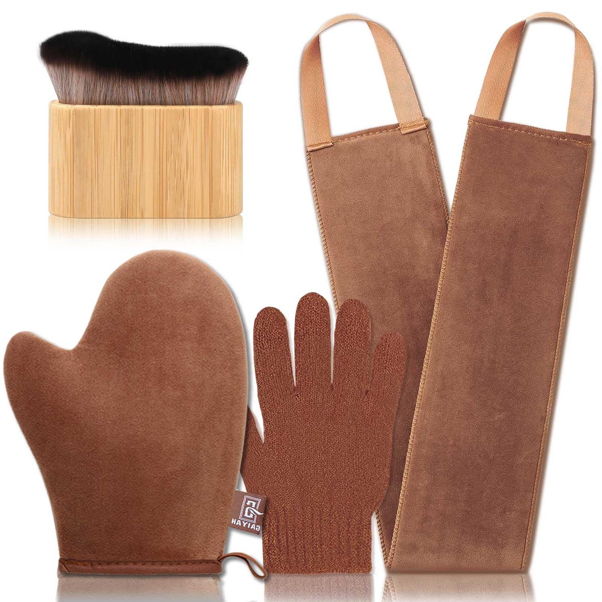 Bräunungshandschuh Set - 4er Pack Selbstbräunungs-Applikator, Rückenauftrag, samtweich & wiederverwendbar