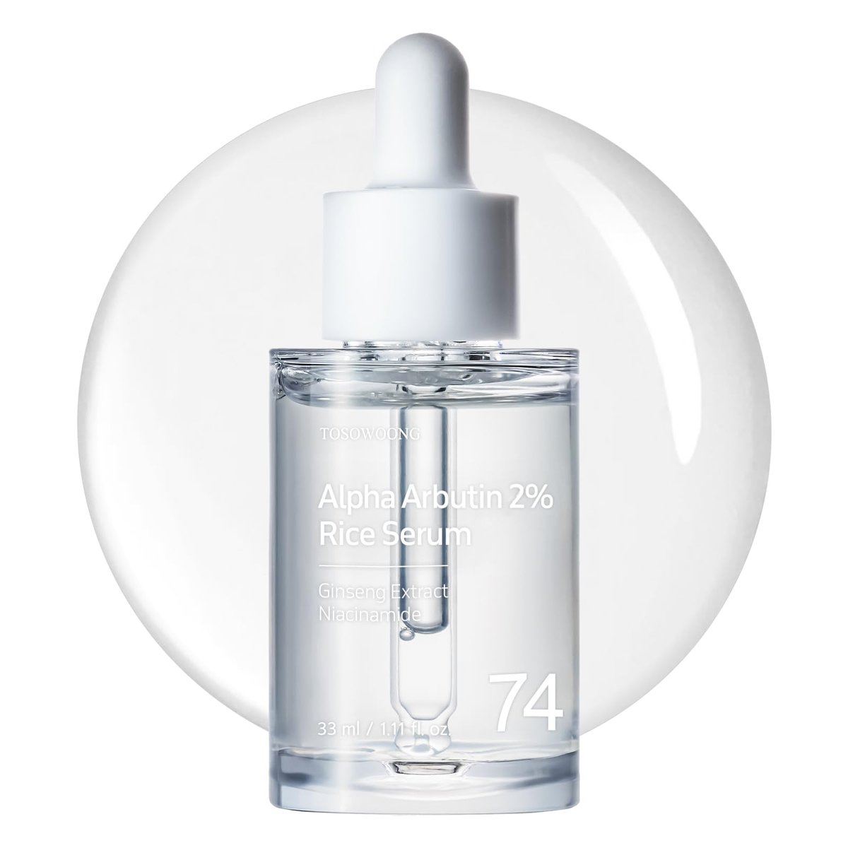 TOSOWOONG Alpha Arbutin 2% Rice Serum – Aufhellendes Serum für Glasglanz-Haut, reduziert Pigmentflecken und Aknenarben, 33 ml