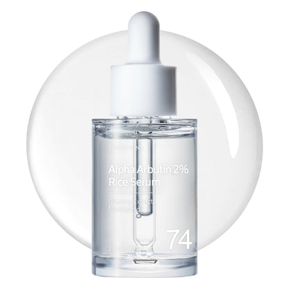 TOSOWOONG Alpha Arbutin 2% Rice Serum – Aufhellendes Serum für Glasglanz-Haut, reduziert Pigmentflecken und Aknenarben, 33 ml