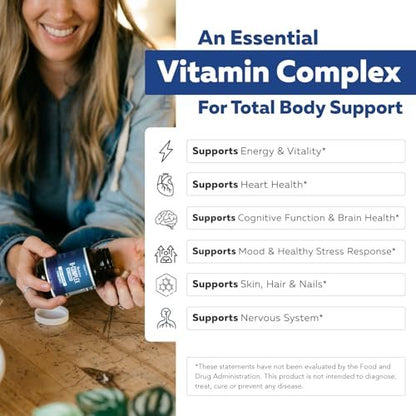 Bioaktiver Vitamin B-Komplex – Blutstrombereit, methylierter B-Komplex mit Methylfolat, 3 bioaktiven Formen von B12, BenfoPure® B1 & Pantesin® B5 – 12 B-Vitamine in klinischen Dosen – 60 Portionen