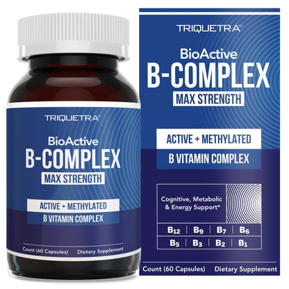 Bioaktiver Vitamin B-Komplex – Blutstrombereit, methylierter B-Komplex mit Methylfolat, 3 bioaktiven Formen von B12, BenfoPure® B1 & Pantesin® B5 – 12 B-Vitamine in klinischen Dosen – 60 Portionen
