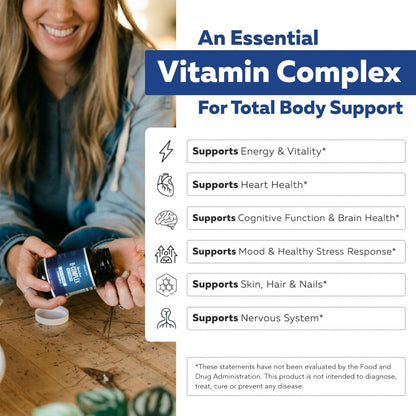 Bioaktiver Vitamin B-Komplex – Blutstrombereit, methylierter B-Komplex mit Methylfolat, 3 bioaktiven Formen von B12, BenfoPure® B1 & Pantesin® B5 – 12 B-Vitamine in klinischen Dosen – 60 Portionen