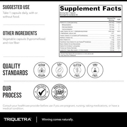 Bioaktiver Vitamin B-Komplex – Blutstrombereit, methylierter B-Komplex mit Methylfolat, 3 bioaktiven Formen von B12, BenfoPure® B1 & Pantesin® B5 – 12 B-Vitamine in klinischen Dosen – 60 Portionen