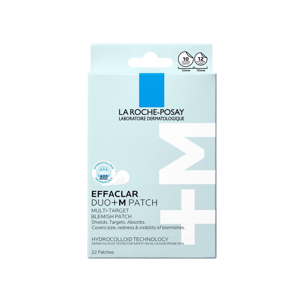 La Roche-Posay Effaclar Multi-Target Unreinheits-Patches, Hydrokolloid-Pflaster für das Gesicht, 22 Patches (12 klein & 10 mittel)