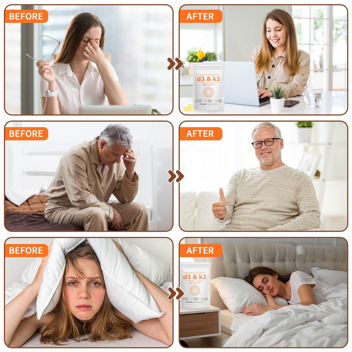 D3 K2 Vitamin 10000 IE - 240 Weichkapseln mit Virgin Kokosöl, 2-in-1 Vitamin D & K Komplex, Immununterstützung und Calciumaufnahme, Knochen- und Herzgesundheit (240 Kapseln, Packung mit 2)