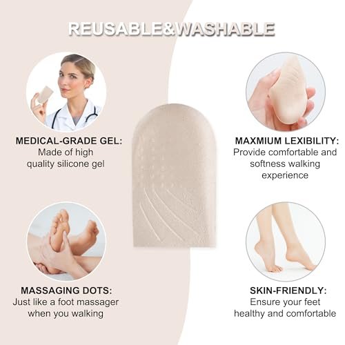 2 Paar 3-lagige mediale und laterale Fersenkeil-Silikoneinlagen - Korrigierende selbstklebende Schuheinlagen für Fußausrichtung, X-Beine, O-Beine, Arthrose für Damen und Herren (Groß)