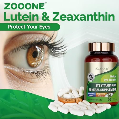 zooone Lutein und Zeaxanthin Augenvitamine – Sehkraft Unterstützung mit Vitamin C, E, Zink, Kupfer – 90 Kapseln für Erwachsene und Senioren
