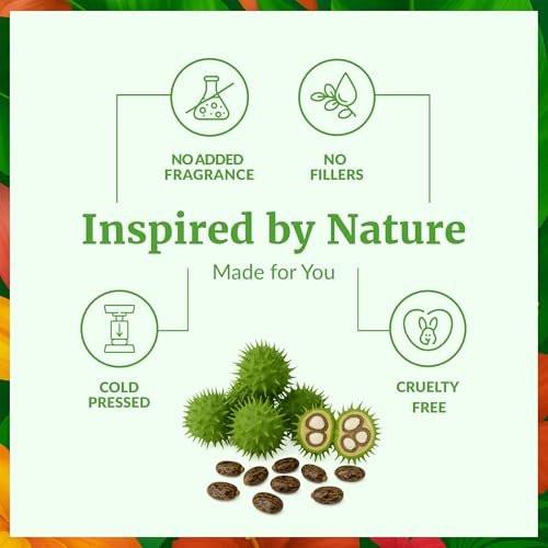 SVA Castor Seed Oil Organic - 16 Fl Oz – 100% Natürliches kaltgepresstes Bio-Rizinusöl für Gesicht, Hautpflege, Haarpflege, Kopfhautmassage & Körpermassage mit Pumpe