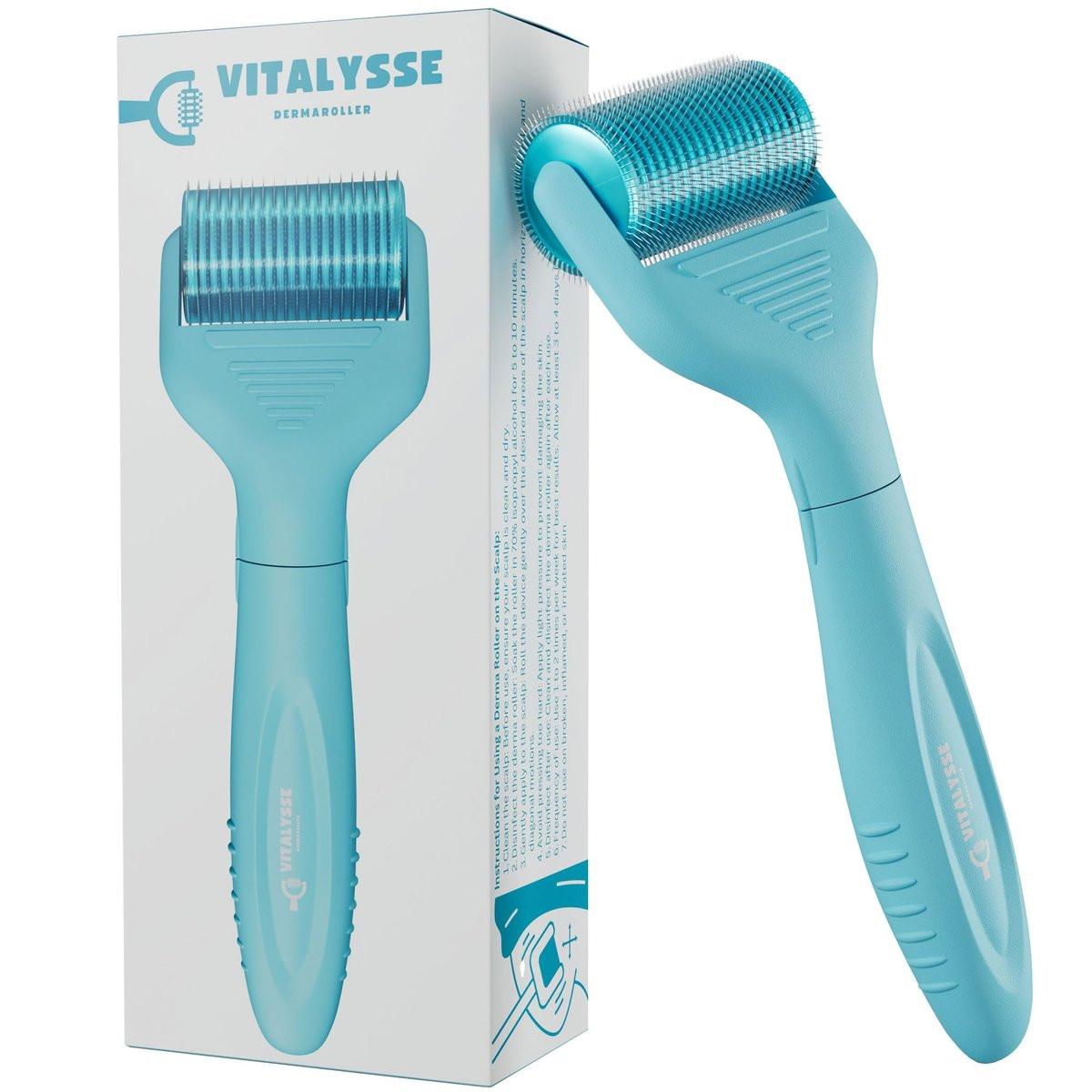 Vitalysse Scalp Derma Roller – 0,25 mm Microneedling-Tool für Haar & Kopfhaut – 1200 Titan-Nadeln, austauschbarer Kopf, CE-zertifiziert – Haarpflege für Männer & Frauen – Stolz kanadisch