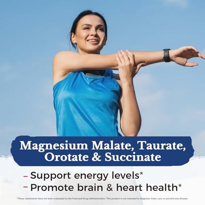 Vitalitown 10-in-1 Magnesium Komplex – 400 mg elementares Magnesium mit Glycinat, Citrat, Malat, Taurat & mehr – für Schlaf, Herz, Energie – Vegan, Non-GMO, 240 Kapseln