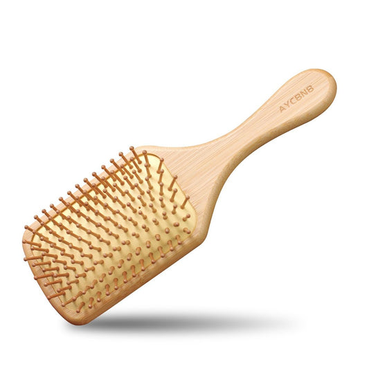 Bambus-Haarbürste mit natürlichen Bambusborsten – Entwirrende Paddle-Haarbürste für Frauen, Männer & Kinder – Holzbürste für alle Haartypen & Haarwachstum
