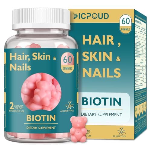 Ficpoud Biotin Gummis für Haare, Haut und Nägel – Vegan, 60 Stück, 30-Tage-Vorrat
