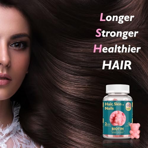 Ficpoud Biotin Gummis für Haare, Haut und Nägel – Vegan, 60 Stück, 30-Tage-Vorrat