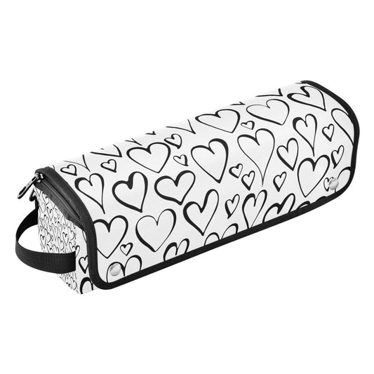 2-in-1 Reiseetui für Lockenstab und Hitzeschutzmatte, wasserdicht, tragbare offene Flach-Tasche für Heizwerkzeuge, Lockenstab, Glätteisen, Happy Valentinstag Haaraccessoires-Organizer