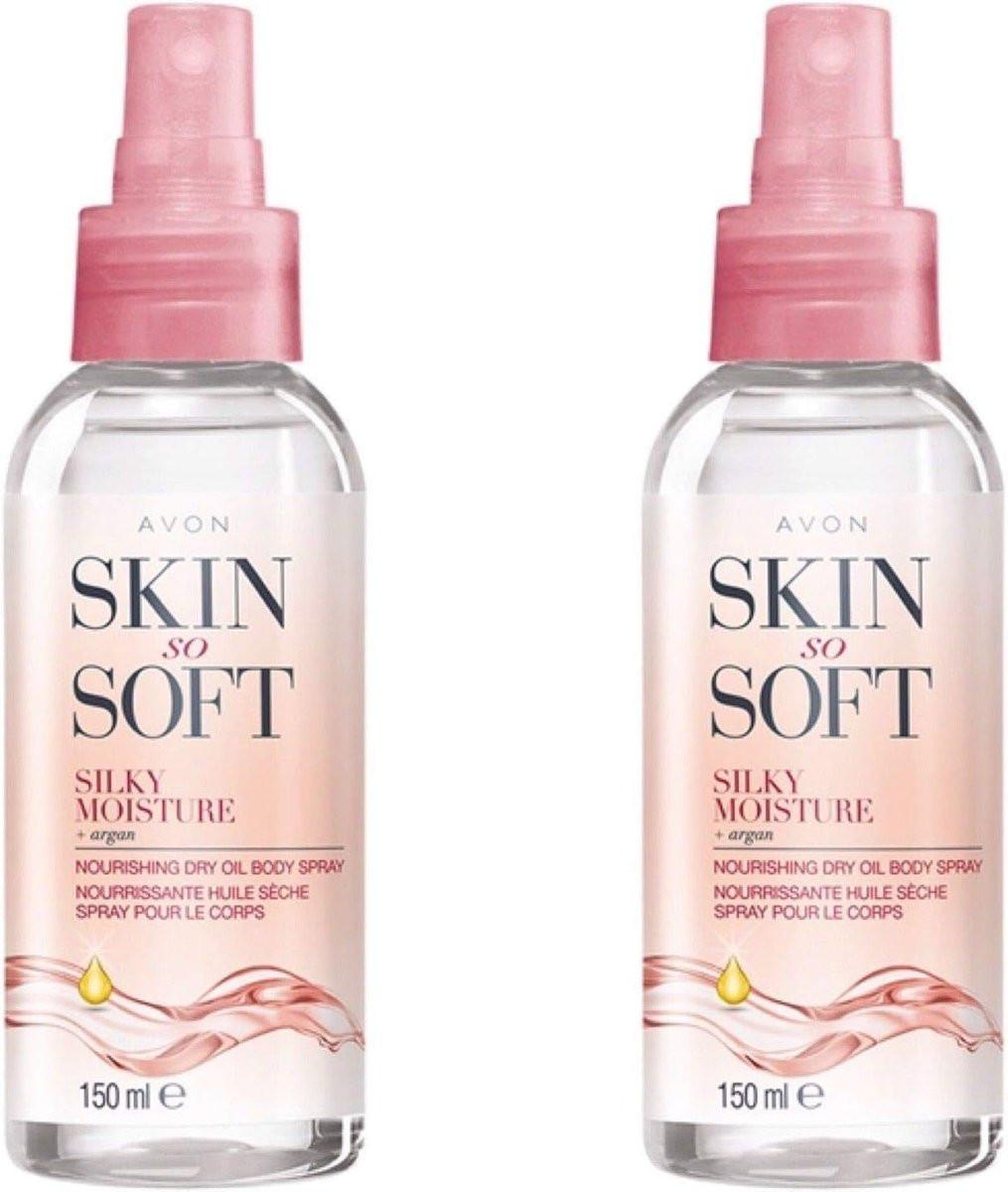 AVON SKIN SO SOFT Feuchtigkeitsspendendes Argan-Körperöl für hydratisierte, strahlende Haut – Trockenöl-Spray 150 ml (2er-Pack)