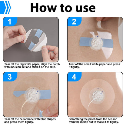 60 Stück Universal-Klebepflaster für CGM und Insulinpumpen, 0,8 Zoll Loch atmungsaktive durchsichtige Patches & wasserdichte Sensorabdeckungen, 10-14 Tage CGM-Schutz, vorgeschnittenes Klebeband, hautfreundliche Überpflaster
