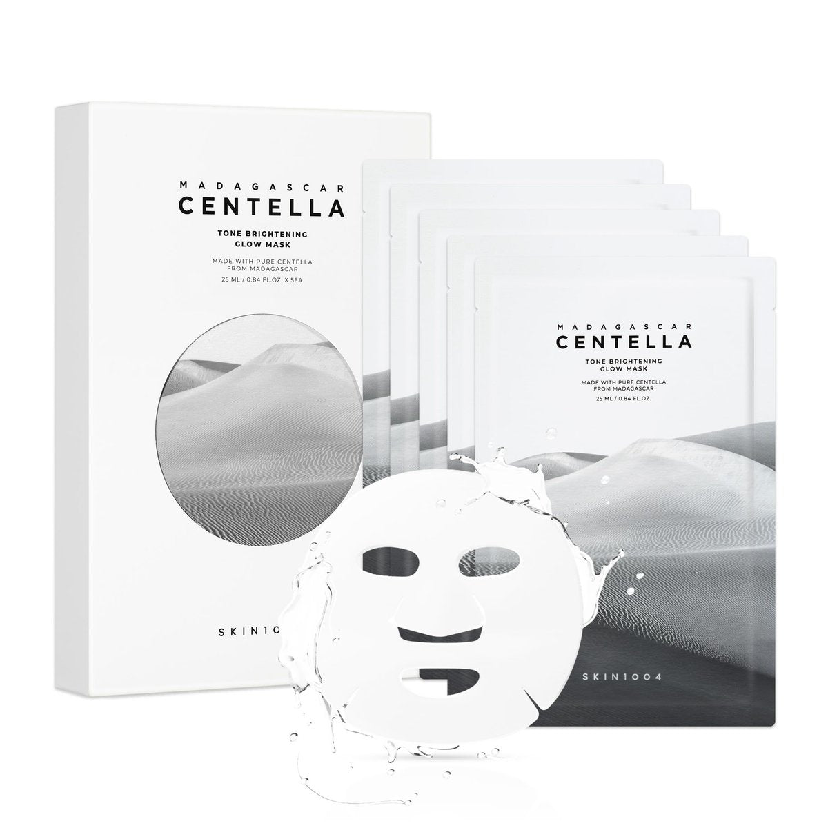 SKIN1004 Tone Glow Mask – Gesichtsmaske für ungleichmäßigen Hautton, strahlende Haut & Feuchtigkeit mit Madagascar Centella, Koreanische Hautpflege, 25 ml x 5 Beutel