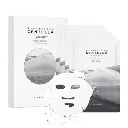 SKIN1004 Tone Glow Mask – Gesichtsmaske für ungleichmäßigen Hautton, strahlende Haut & Feuchtigkeit mit Madagascar Centella, Koreanische Hautpflege, 25 ml x 5 Beutel