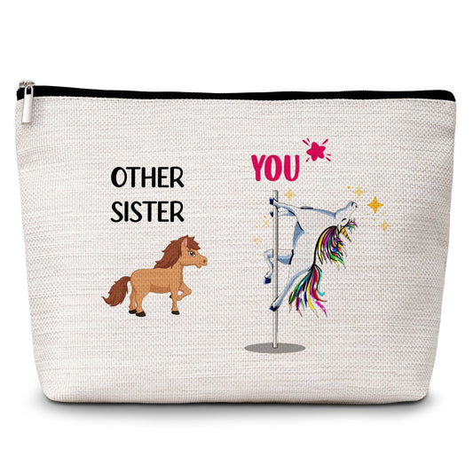 GREOXG Lustiges Andere Schwester und Du Make-up-Tasche, kleine Reise-Kosmetiktasche mit Reißverschluss, süße Make-up-Tasche Geschenkidee für Frauen, Teenager, Mädchen, Freunde, Mama, Schwestern, Geburtstag, Weihnachten, Hochzeit, Abschluss - E42