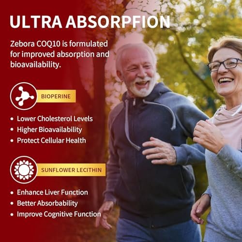 ZEBORA CoQ10 600 mg Weichkapseln - Hochdosiertes Coenzym Q10 mit PQQ, Omega-3 & BioPerin - Hochabsorbierbares CoQ10 Antioxidans für Herzgesundheit & Energieproduktion, 120 Weichkapseln