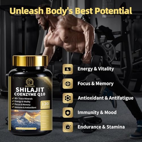 BBEEAAUU Shilajit für Männer mit Sea Moss & Ashwagandha – 12-in-1 Himalaya-Shilajit-Kapseln mit Coenzym Q10, Fulvinsäure & Huminsäure, Löwenmähne, Unterstützt Energie & Immunität, 120 Kapseln