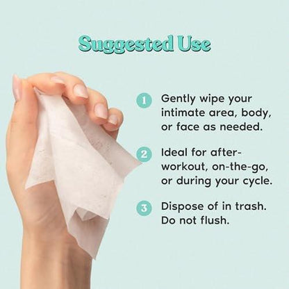 Her Fantasy Box | Everywhere Wipes – 100% Bio-Baumwolle, Sanft & Erfrischend, pH-ausgeglichen, Duftfrei, Pflanzlich für Körper, Gesicht & Intimbereich, Ideal für empfindliche Haut - 1 Packung, 15 Tücher