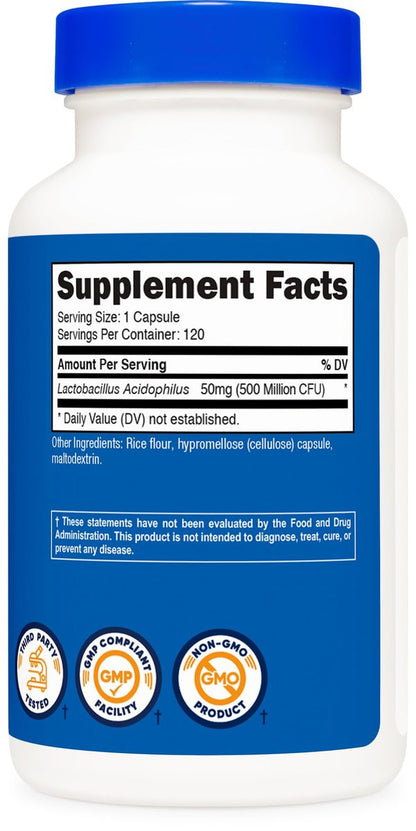 Nutricost Lactobacillus Acidophilus 500 Millionen KBE pro Portion (120 Kapseln)