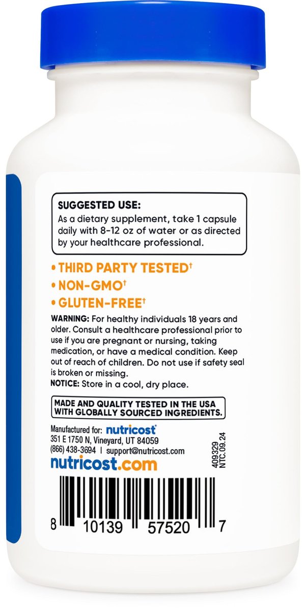 Nutricost Lactobacillus Acidophilus 500 Millionen KBE pro Portion (120 Kapseln)