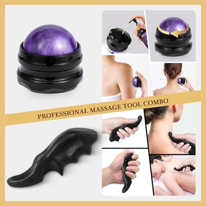 Pjordo 3er-Pack Massageöl für Massagetherapie, Lavendelöl zur Entspannung, Arnikaöl gegen Muskelkater & Cellulite-Massageöl, mit Massageroller & Daumenschoner, Massage-Set für Ihn und Sie