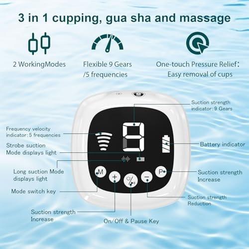 Elektrisches Gesichts-Cupping-Set für das Gesicht mit Doppelbecher-Nutzung – 3-in-1 Gesichts-Cupping, Gua Sha & Massage-Tools für die Hautpflege – Multifunktionaler Gesichts-, Hals- und Augen-Cupping-Massagegerät gegen Falten, 3 Modi, 9 Stufen