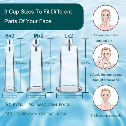Elektrisches Gesichts-Cupping-Set für das Gesicht mit Doppelbecher-Nutzung – 3-in-1 Gesichts-Cupping, Gua Sha & Massage-Tools für die Hautpflege – Multifunktionaler Gesichts-, Hals- und Augen-Cupping-Massagegerät gegen Falten, 3 Modi, 9 Stufen