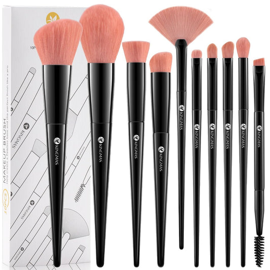 KINGMAS 10-teiliges Make-up-Pinselset – Premium Gesichts- und Augenpinsel – Vegan & tierversuchsfrei – ultraweich