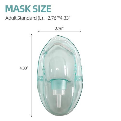 DWCHECK 3er-Pack Sauerstoffmaske für Erwachsene mit 7 Fuß Schlauch, verstellbarem elastischem Band, DEHP-frei und latexfrei – Erwachsene Standardgröße L, Grün