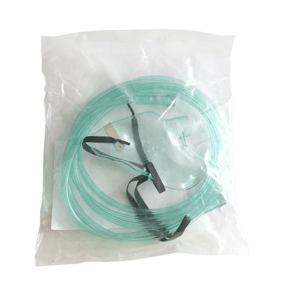 DWCHECK 3er-Pack Sauerstoffmaske für Erwachsene mit 7 Fuß Schlauch, verstellbarem elastischem Band, DEHP-frei und latexfrei – Erwachsene Standardgröße L, Grün