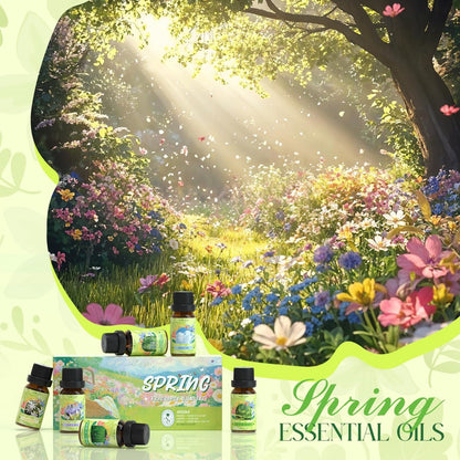 Soulorigin Frühlingsduft-Öle Set, Geschenkset mit ätherischen Ölen für Diffuser, Frühlingsduft für Zuhause, Freesie, Brise, Frische Weide, Frisch geschnittenes Gras, Jasmin, Nach dem Regen