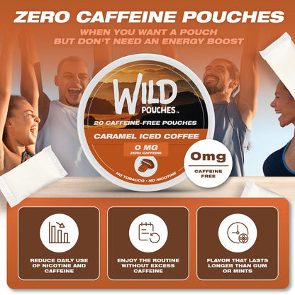 Wild 0mg Nikotinfreie Beutel ohne Koffein Karamell Kaffee – 20 koffeinfreie Beutel