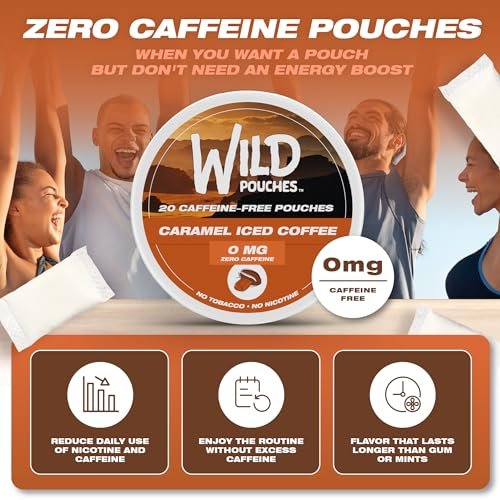 Wild 0mg Nikotinfreie Beutel ohne Koffein Karamell Kaffee – 20 koffeinfreie Beutel