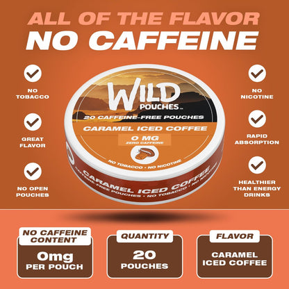 Wild 0mg Nikotinfreie Beutel ohne Koffein Karamell Kaffee – 20 koffeinfreie Beutel
