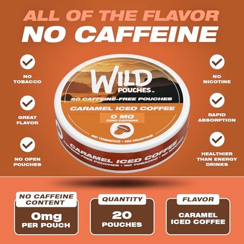 Wild 0mg Nikotinfreie Beutel ohne Koffein Karamell Kaffee – 20 koffeinfreie Beutel