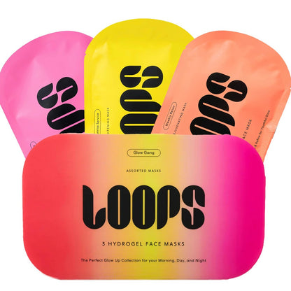 LOOPS Glow Gang Korean Face Mask Set – Weekly Reset, Double Take & Sunrise Service – 3er-Pack für hydratisierte und verfeinerte Haut – geeignet für empfindliche Haut