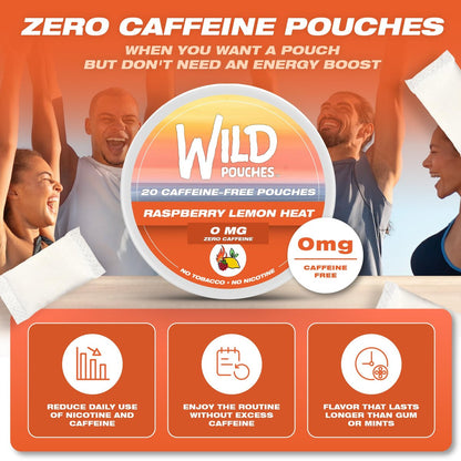 Wild 0mg Nikotinfreie Beutel ohne Koffein Himbeer-Zitrone Wärme – 20 koffeinfreie Beutel