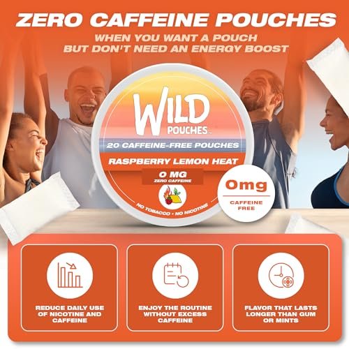 Wild 0mg Nikotinfreie Beutel ohne Koffein Himbeer-Zitrone Wärme – 20 koffeinfreie Beutel