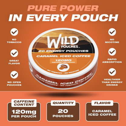 Wild 120mg Koffein-Pouches Nikotinfrei Karamell-Kaffee - 20 Energy Pouches - Koffein-Pouch