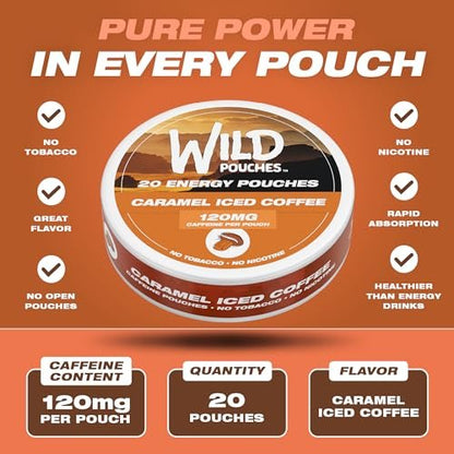Wild 120mg Koffein-Pouches Nikotinfrei Karamell-Kaffee - 20 Energy Pouches - Koffein-Pouch