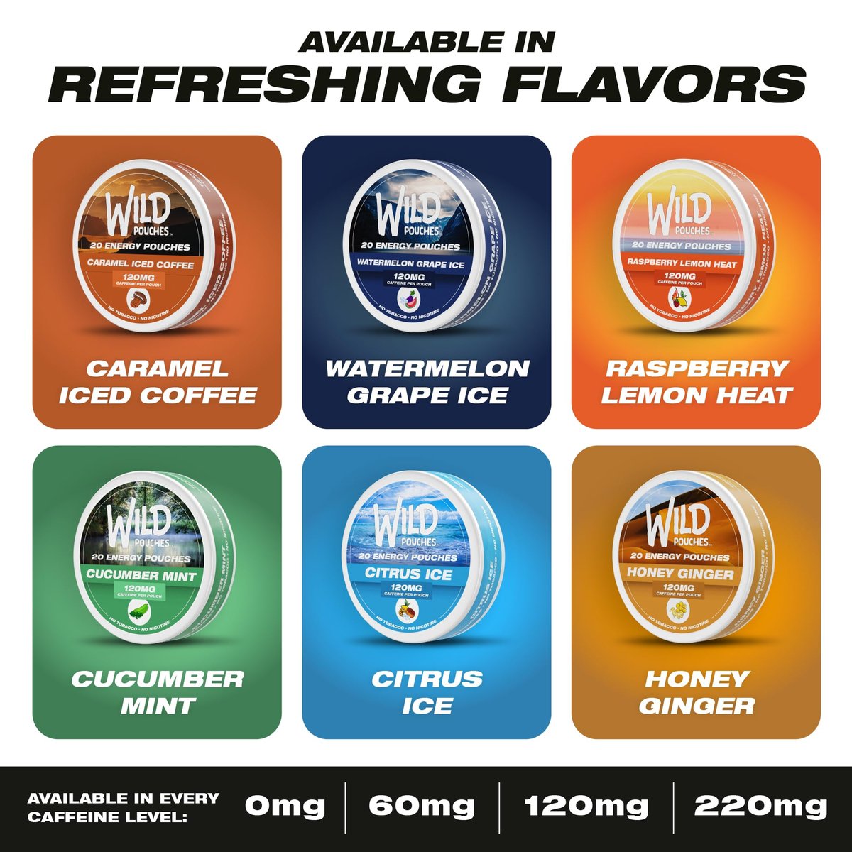 Wild 120mg Koffein-Pouches Nikotinfrei Karamell-Kaffee - 20 Energy Pouches - Koffein-Pouch