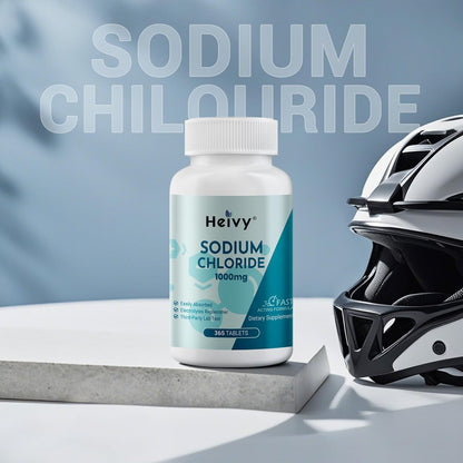 Heivy Natriumchlorid-Tabletten 1000 mg - Reine Salztabletten, 365 Tabletten, Nicht-GVO - Elektrolytgleichgewicht & Hydratationsunterstützung, Elektrolyt-Ergänzung