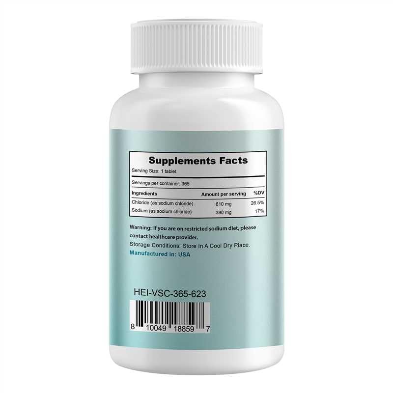 Heivy Natriumchlorid-Tabletten 1000 mg - Reine Salztabletten, 365 Tabletten, Nicht-GVO - Elektrolytgleichgewicht & Hydratationsunterstützung, Elektrolyt-Ergänzung