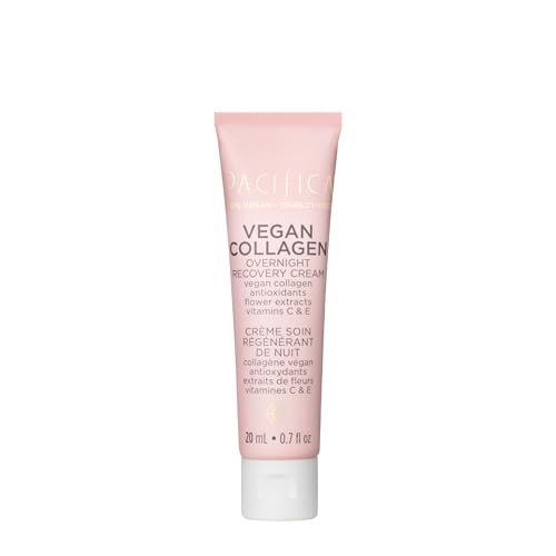 Pacifica Vegan Collagen Mini Overnight Recovery Cream – Revitalisierende Nachtcreme mit veganem Kollagen für alle Hauttypen, 0,7 Fl Oz